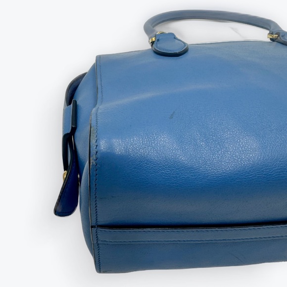 Auth Prada Small Blue Vitello Daino Convertible 2way Satchel Preloved Purse Ex+ - Picture 11 of 16